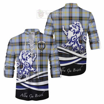 Bell Tartan Ghillie Kilt Shirt with Alba Gu Brath Regal Lion Emblem