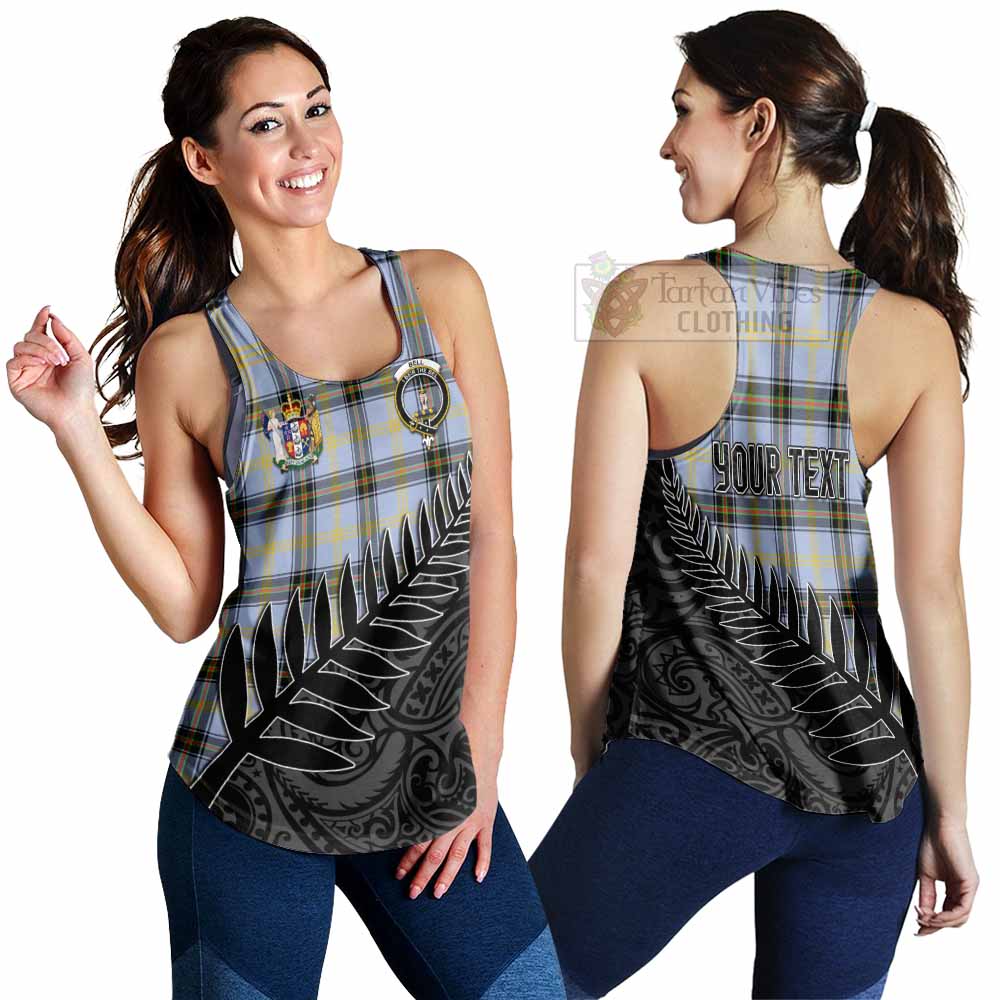 Tartan Vibes Clothing Bell Crest Tartan Women's Racerback Tanks with New Zealand Silver Fern Half Style