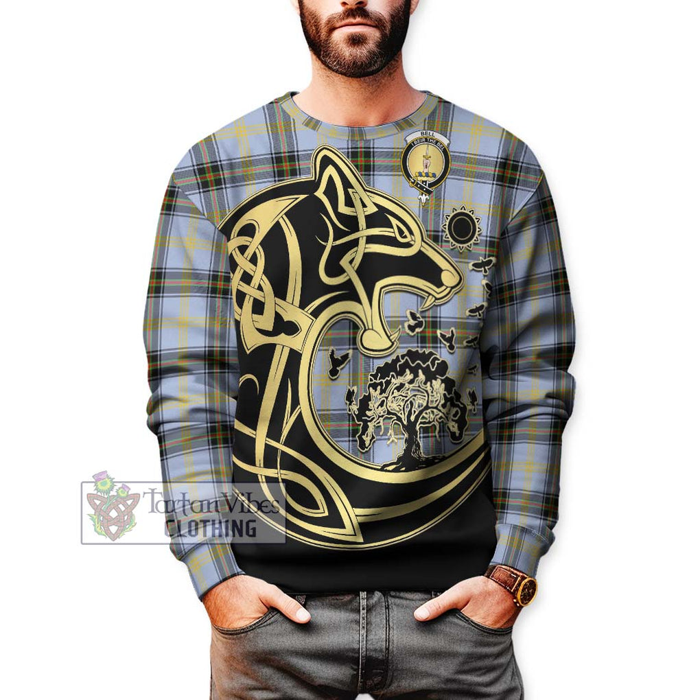 Bell Tartan Sweatshirt with Family Crest Celtic Wolf Style Unisex - Tartan Vibes Clothing