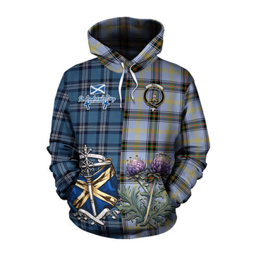 Bell Tartan Cotton Hoodie Happy St. Andrew's Day Half Tartan Style