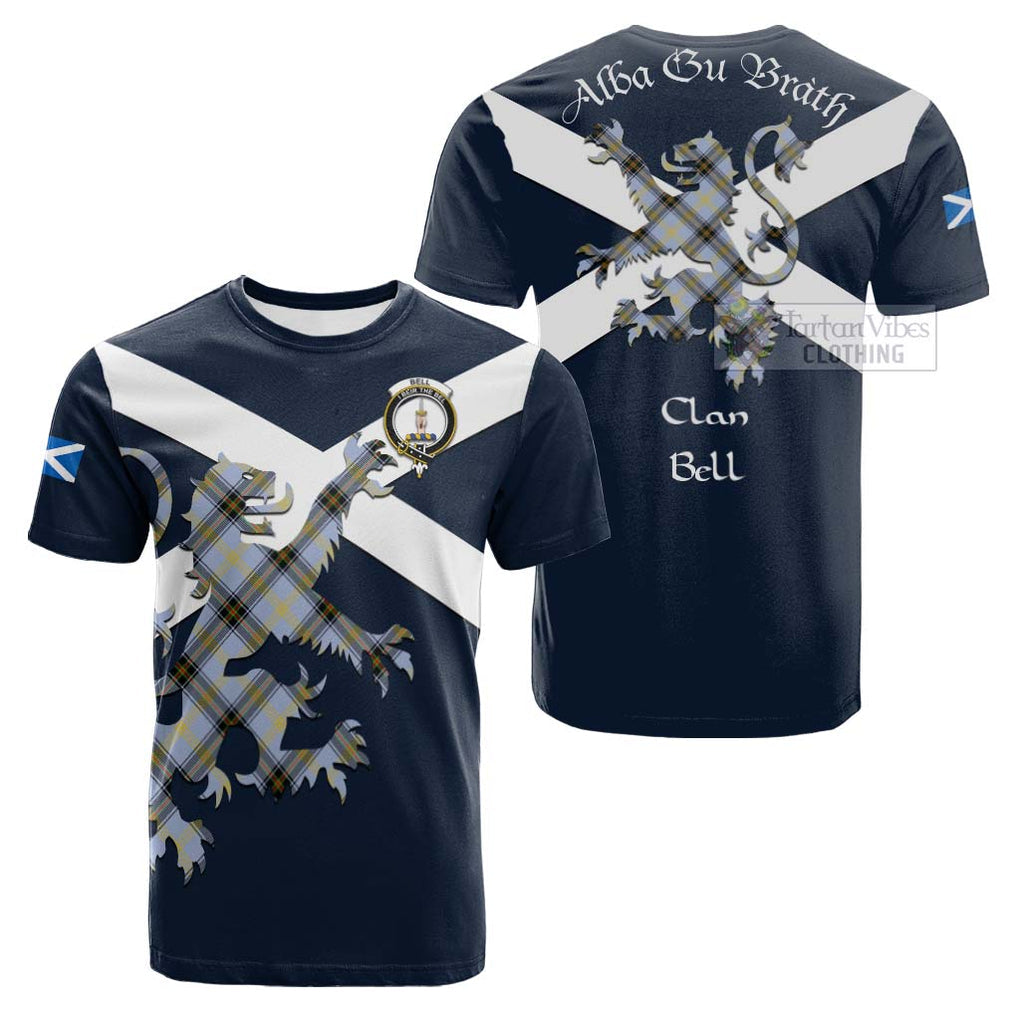 Tartan Vibes Clothing Bell Tartan Lion Rampant Cotton T-shirt – Proudly Display Your Heritage with Alba Gu Brath and Clan Name