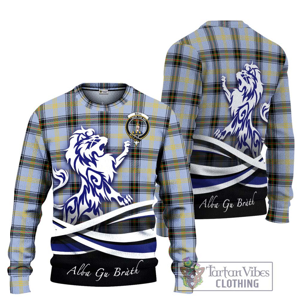 Bell Tartan Ugly Sweater with Alba Gu Brath Regal Lion Emblem Unisex - Tartan Vibes Clothing