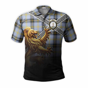 Bell Crest Tartan Polo Shirt with Golden Lion Emblem Celtic Style Kid - Tartan Vibes Clothing