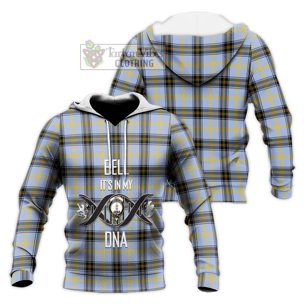 Bell Tartan Knitted Hoodie with Family Crest DNA In Me Style Unisex Knitted Pullover Hoodie - Tartanvibesclothing Shop