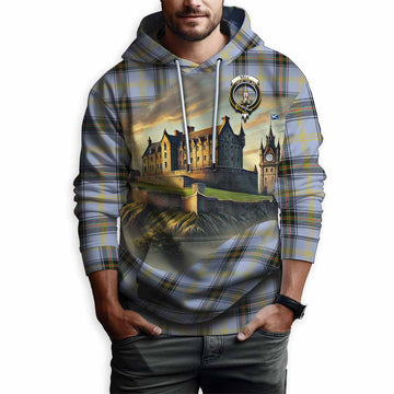 Bell Tartan Family Crest Hoodie with Scottish Ancient Castle Style Pullover Hoodie - Tartan Vibes Clothing