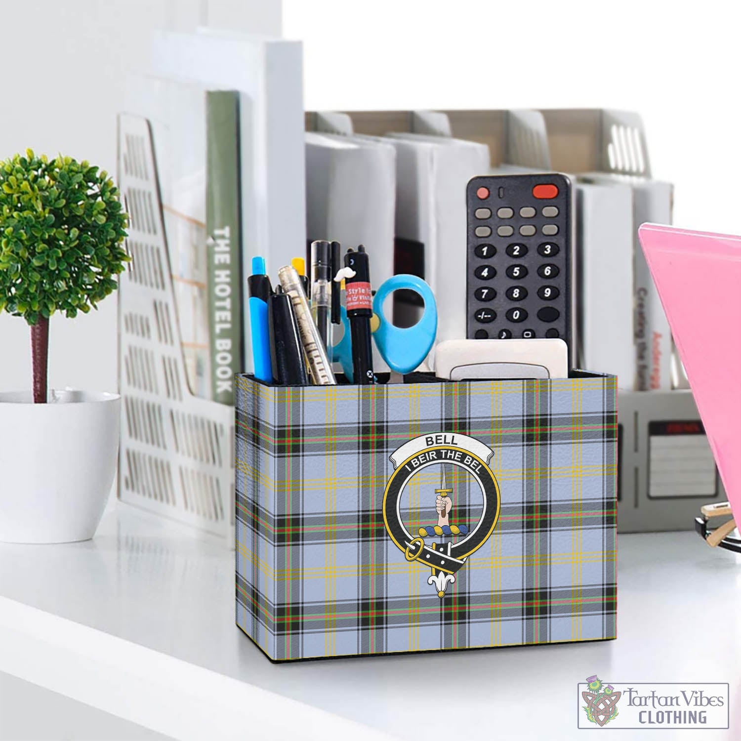 Tartan Vibes Clothing Bell Tartan Pen Holder with Family Crest