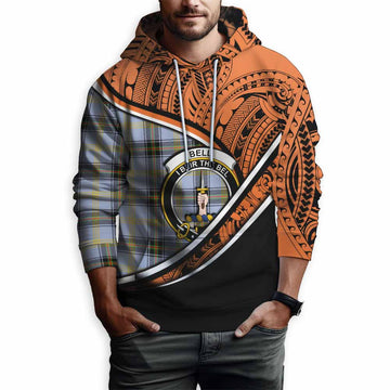 Bell Crest Tartan Hoodie with Polynesian Vibes Style - Orange Version