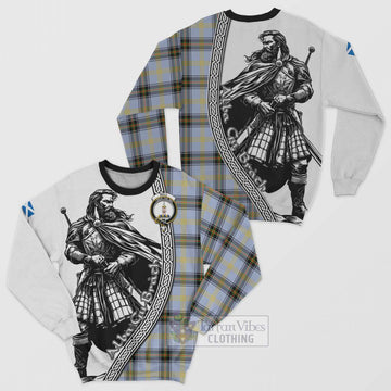 Bell Tartan Clan Crest Sweatshirt with Highlander Warrior Celtic Style