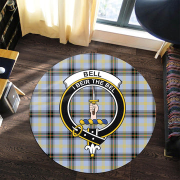 Bell Tartan Round Rug with Family Crest