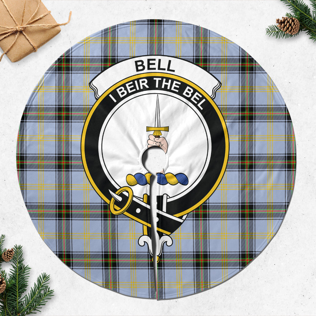 Bell Tartan Christmas Tree Skirt with Family Crest - Tartanvibesclothing