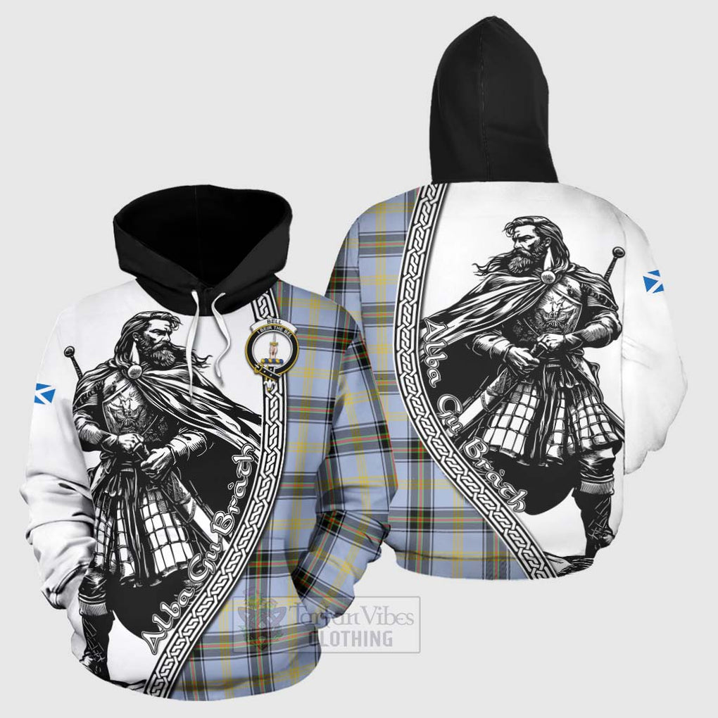 Tartan Vibes Clothing Bell Tartan Clan Crest Hoodie with Highlander Warrior Celtic Style