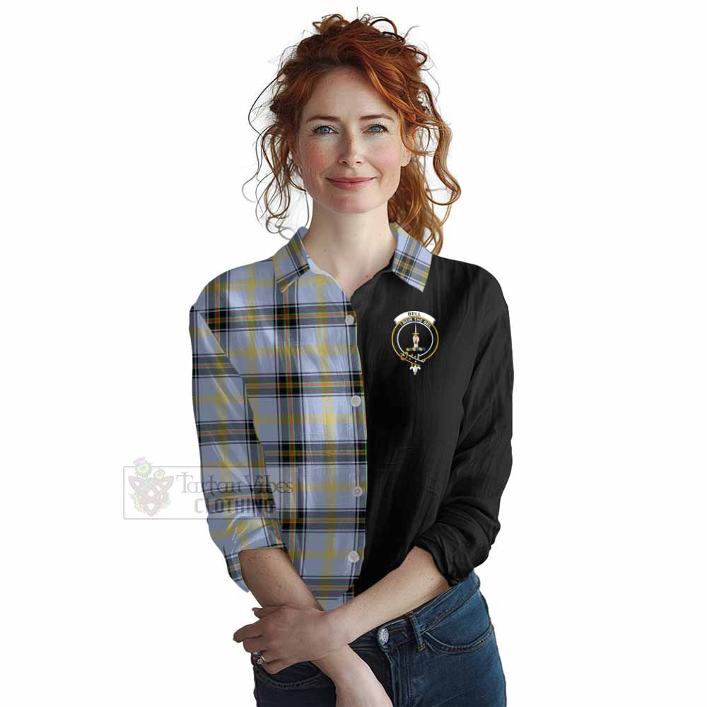 Tartan Vibes Clothing Bell Tartan Women's Casual Shirt with Family Crest and Half Of Me Style