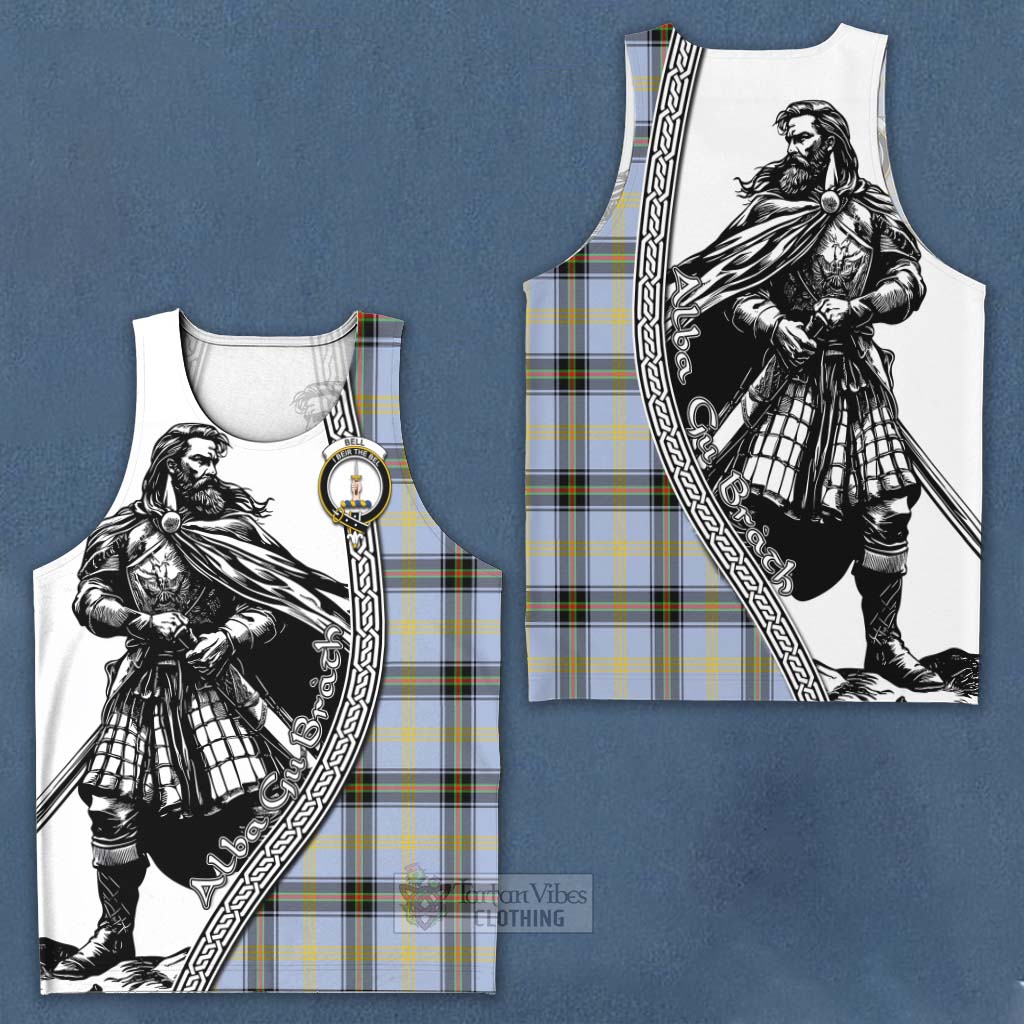 Bell Tartan Clan Crest Men's Tank Top with Highlander Warrior Celtic Style Men - Tartan Vibes Clothing