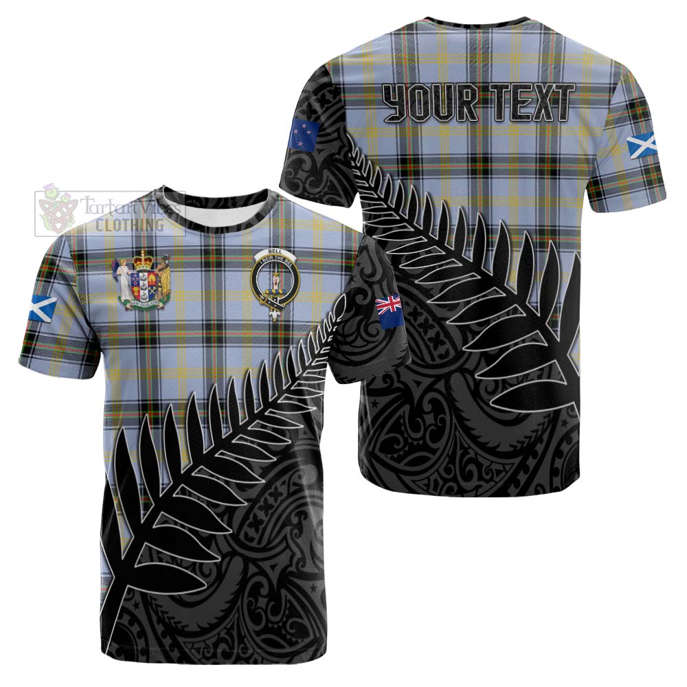 Tartan Vibes Clothing Bell Crest Tartan Cotton T-shirt with New Zealand Silver Fern Half Style