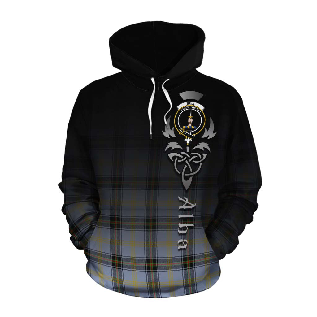 Tartan Vibes Clothing Bell Tartan Cotton Hoodie Featuring Alba Gu Brath Family Crest Celtic Inspired