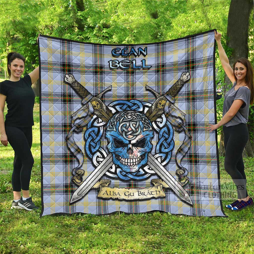 Tartan Vibes Clothing Bell Tartan Quilt with Celtic Skull Alba Gu Brath Style