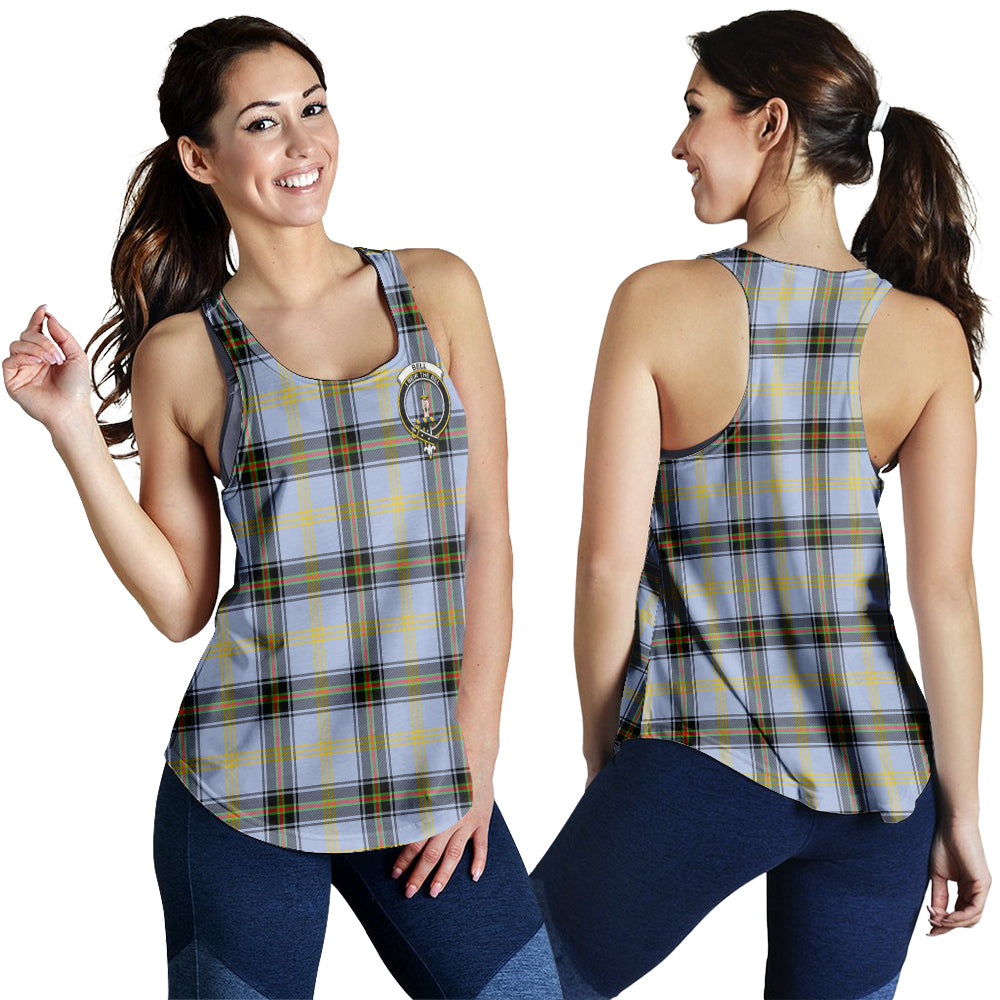 Bell Tartan Women Racerback Tanks with Family Crest - Tartanvibesclothing