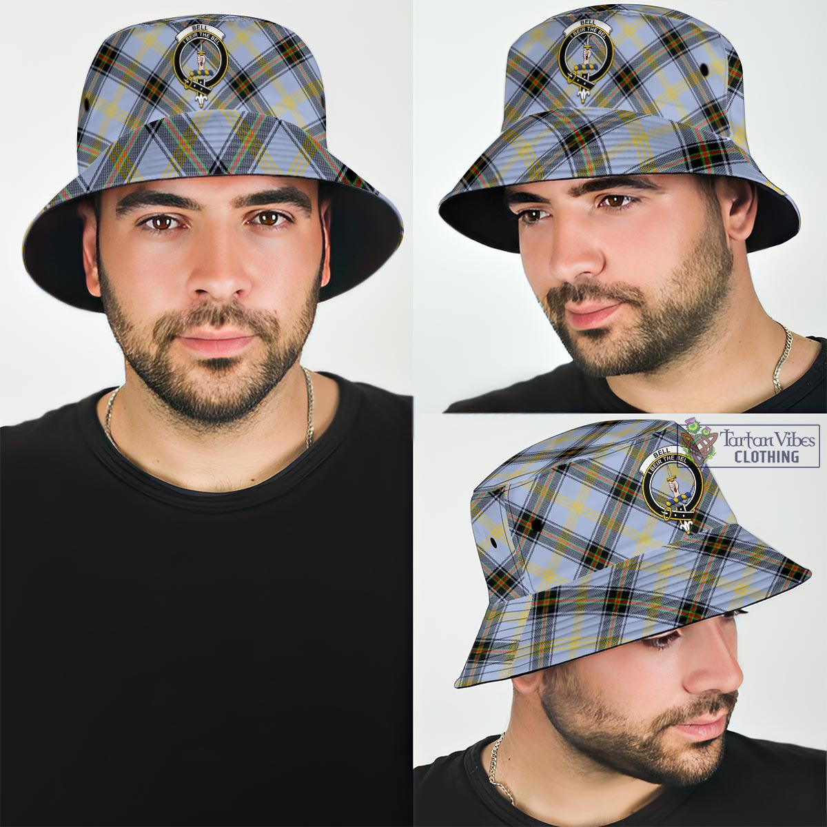 Tartan Vibes Clothing Bell Tartan Bucket Hat with Family Crest