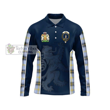 Bell Tartan Long Sleeve Polo Shirt with Family Crest and Lion Rampant Vibes Sport Style