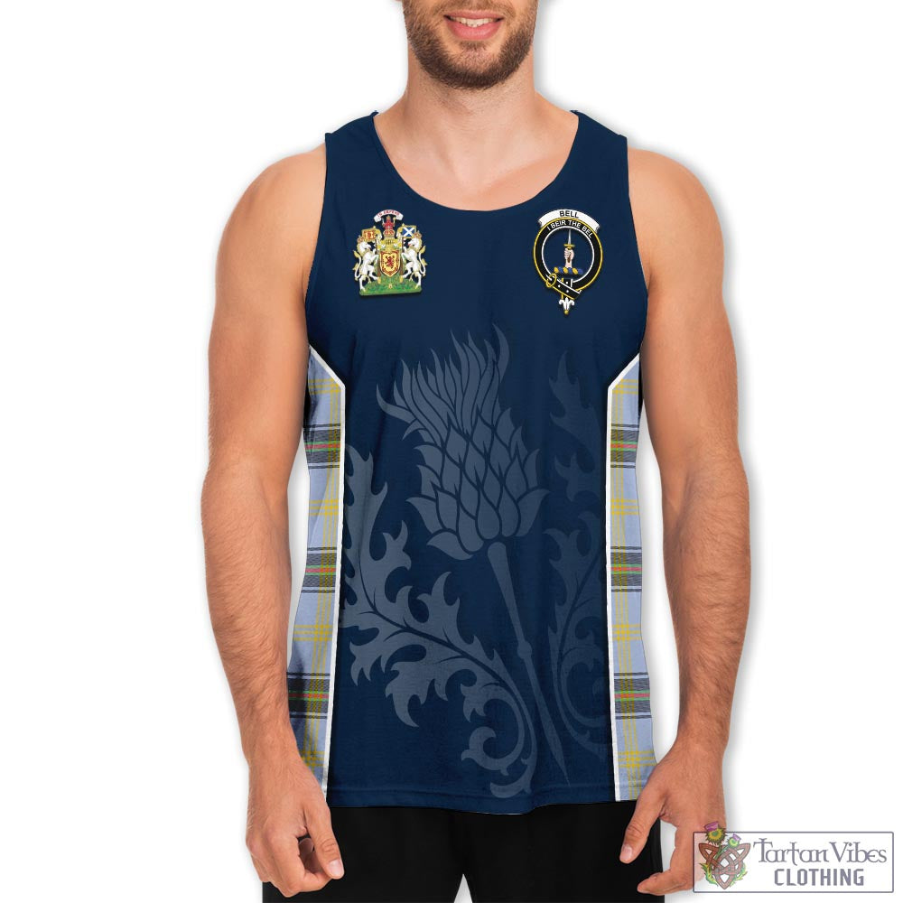 Tartan Vibes Clothing Bell Tartan Men's Tanks Top with Family Crest and Scottish Thistle Vibes Sport Style