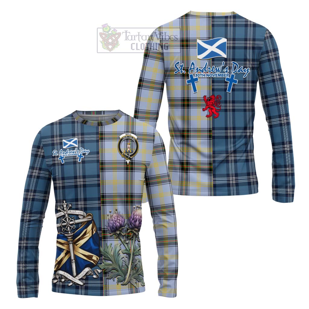 Tartan Vibes Clothing Bell Tartan Long Sleeve T-Shirt Happy St. Andrew's Day Half Tartan Style