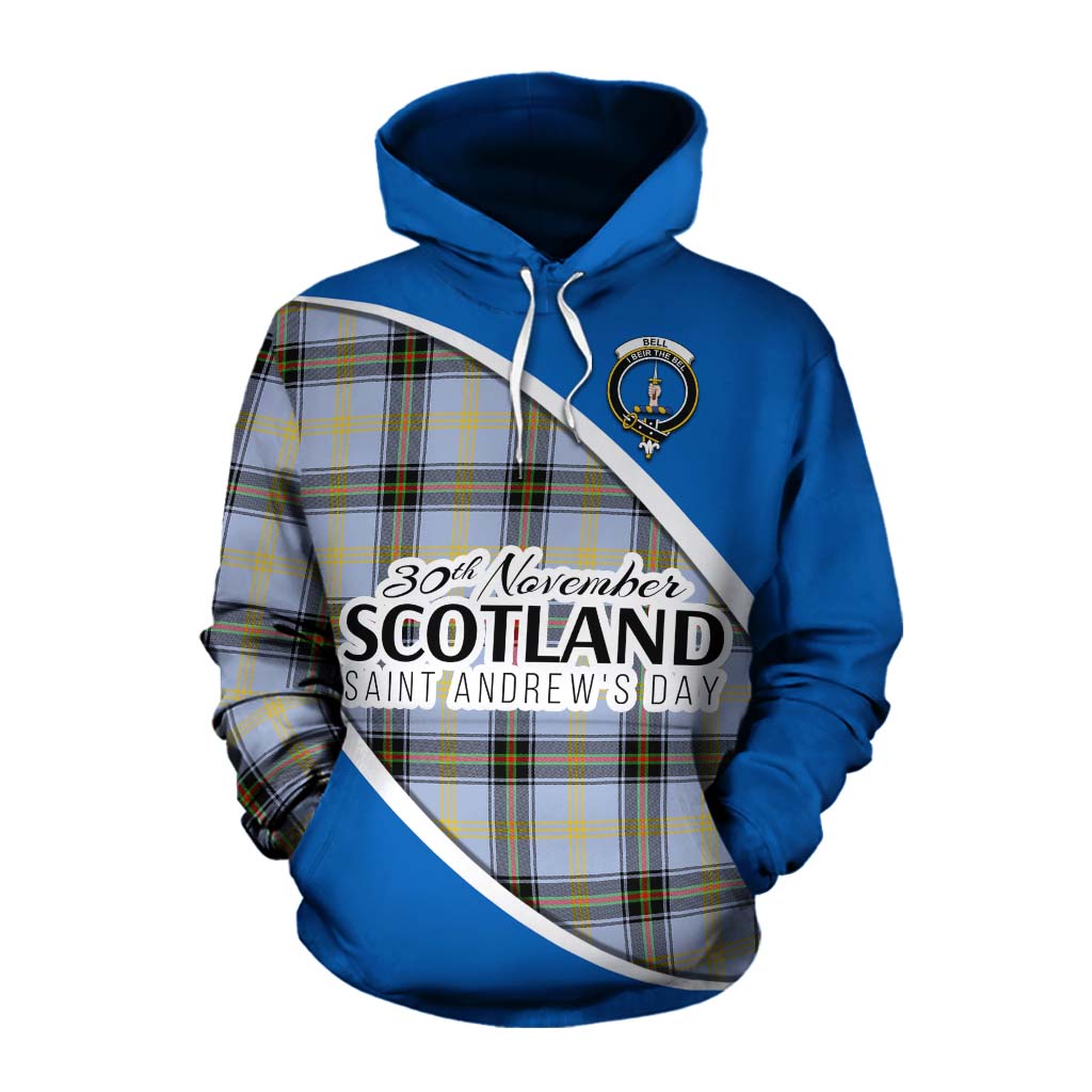 Tartan Vibes Clothing Bell Family Crest Tartan Cotton Hoodie Celebrate Saint Andrew's Day in Style