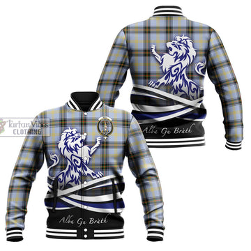 Bell Tartan Baseball Jacket with Alba Gu Brath Regal Lion Emblem