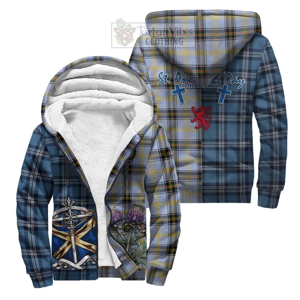 Tartan Vibes Clothing Bell Tartan Sherpa Hoodie Happy St. Andrew's Day Half Tartan Style