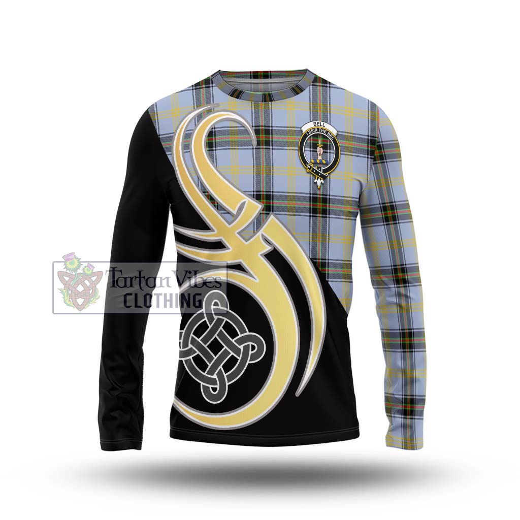 Bell Tartan Long Sleeve T-Shirt with Family Crest and Celtic Symbol Style Unisex - Tartan Vibes Clothing