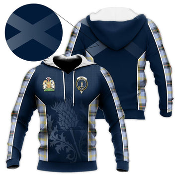 Bell Tartan Knitted Hoodie with Family Crest and Scottish Thistle Vibes Sport Style