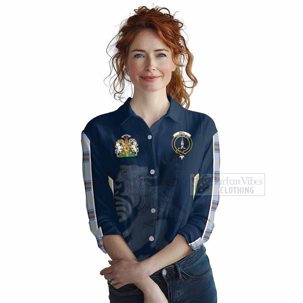 Tartan Vibes Clothing Bell Tartan Women's Casual Shirt with Family Crest and Lion Rampant Vibes Sport Style