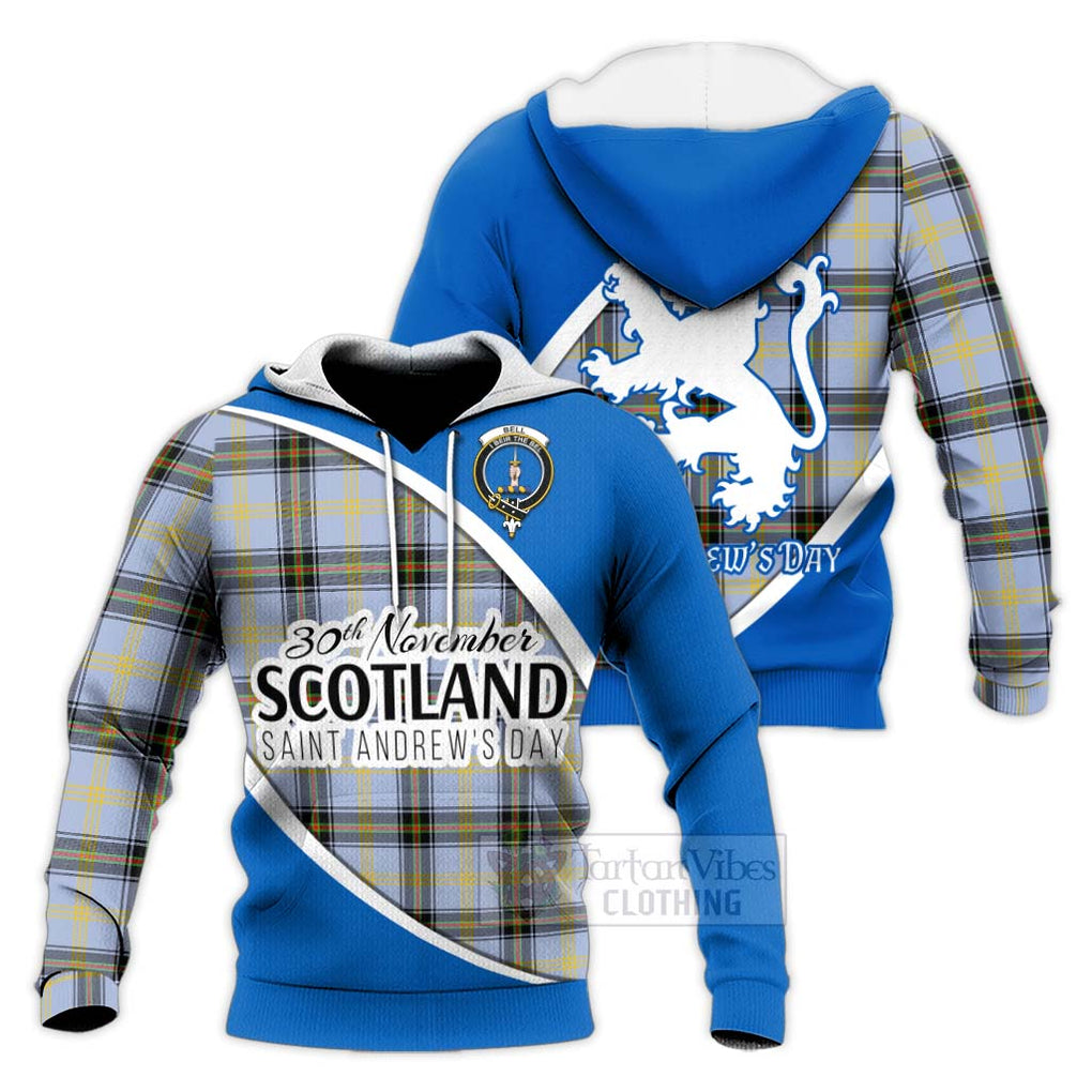 Tartan Vibes Clothing Bell Family Crest Tartan Knitted Hoodie Celebrate Saint Andrew's Day in Style