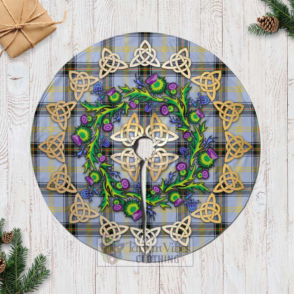 Tartan Vibes Clothing Bell Tartan Christmas Tree Skirt with Thistle Celtic Knot Style