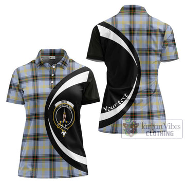 Bell Tartan Women's Polo Shirt with Family Crest Circle Style