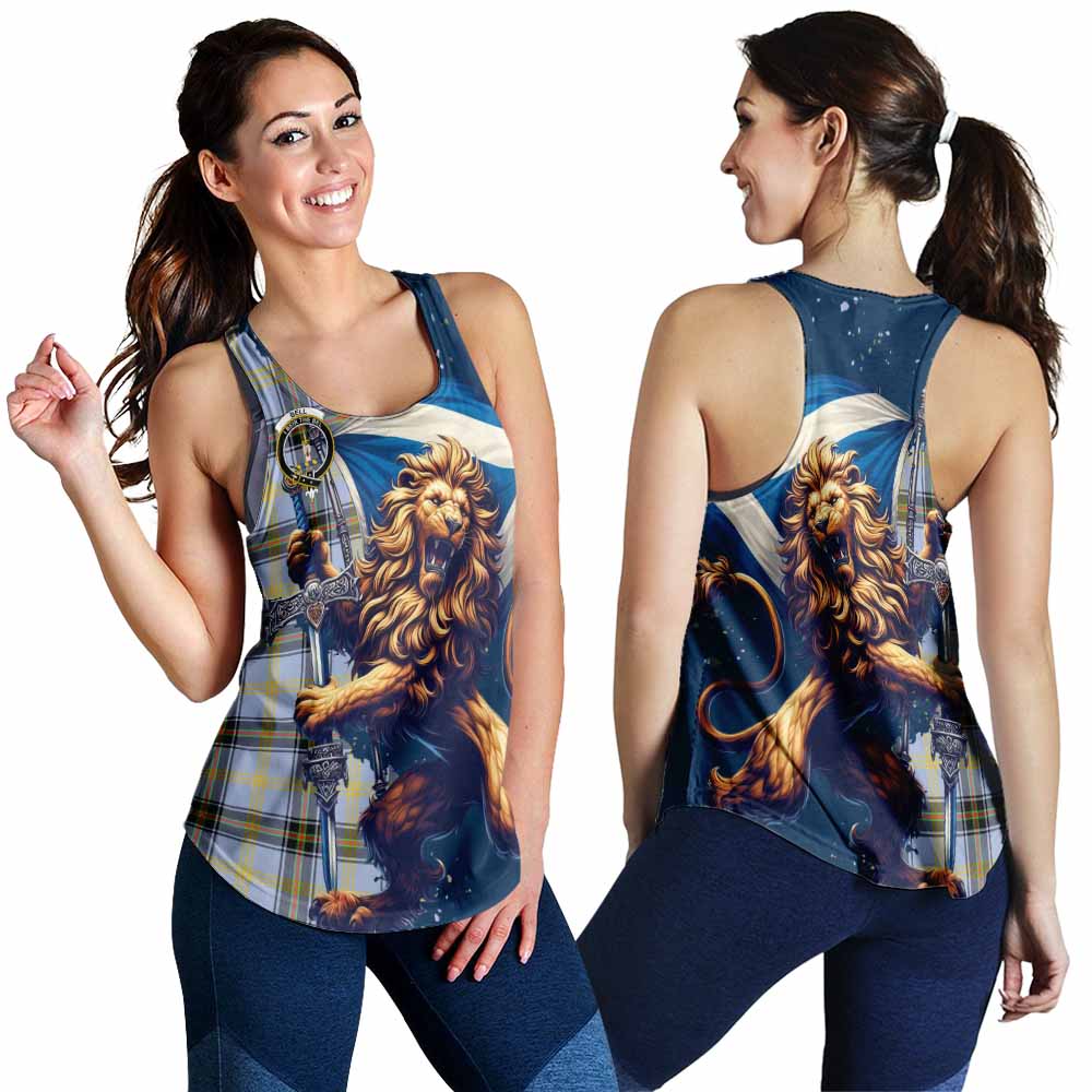 Tartan Vibes Clothing Bell Tartan Family Crest Women's Racerback Tanks with Scottish Majestic Lion