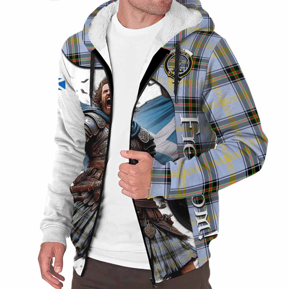 Tartan Vibes Clothing Bell Crest Tartan Sherpa Hoodie Inspired by the Freedom of Scottish Warrior