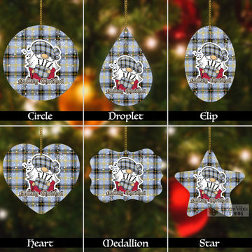 Bell Tartan Christmas Aluminium Ornament with Gnome Playing Bagpipes