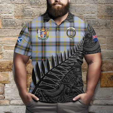 Bell Crest Tartan Polo Shirt with New Zealand Silver Fern Half Style