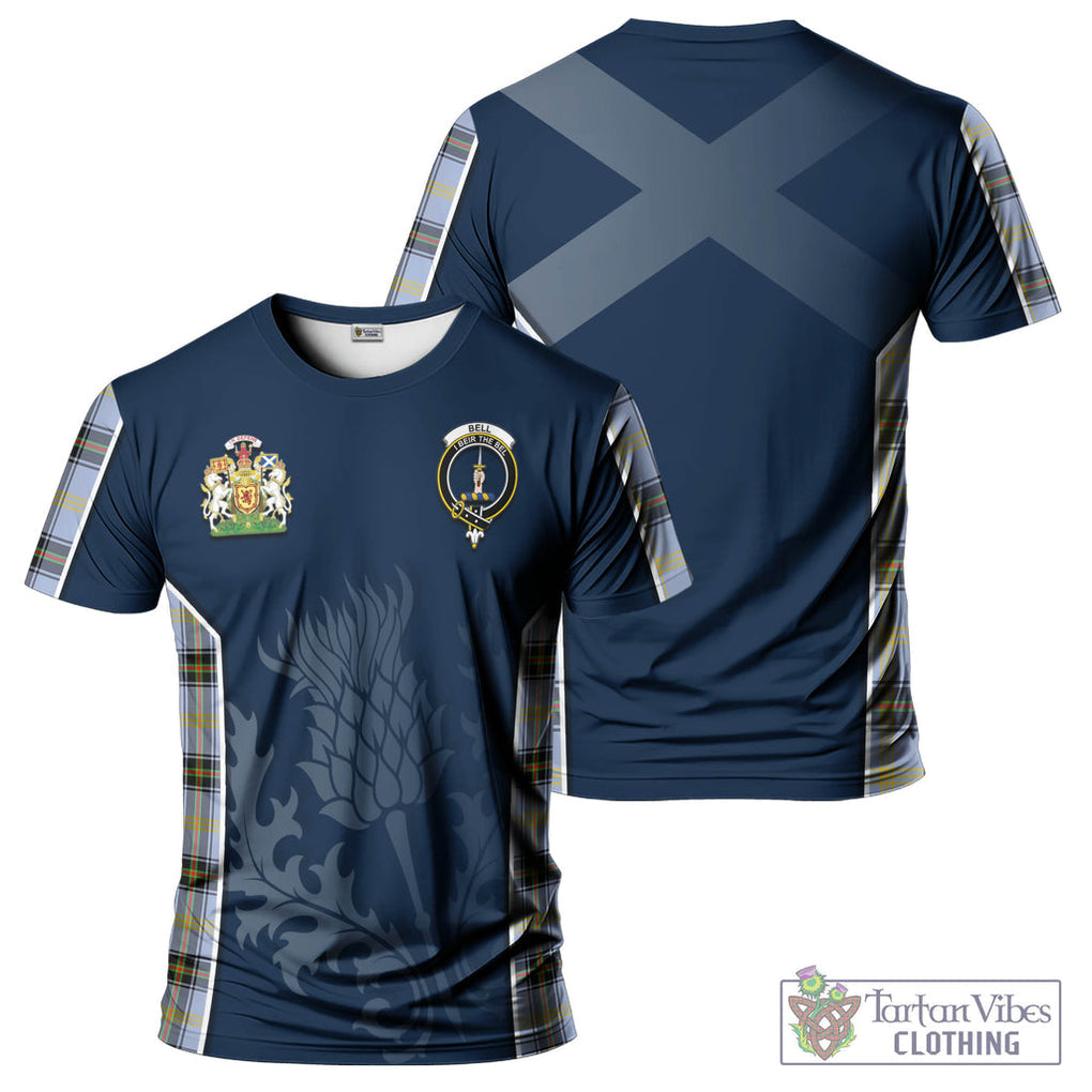 Tartan Vibes Clothing Bell Tartan T-Shirt with Family Crest and Scottish Thistle Vibes Sport Style