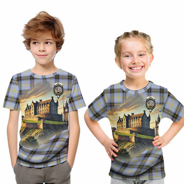 Bell Tartan Family Crest Kid T-Shirt with Scottish Ancient Castle Style Youth XL Size14 - Tartan Vibes Clothing