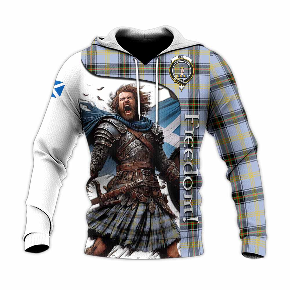 Tartan Vibes Clothing Bell Crest Tartan Knitted Hoodie Inspired by the Freedom of Scottish Warrior