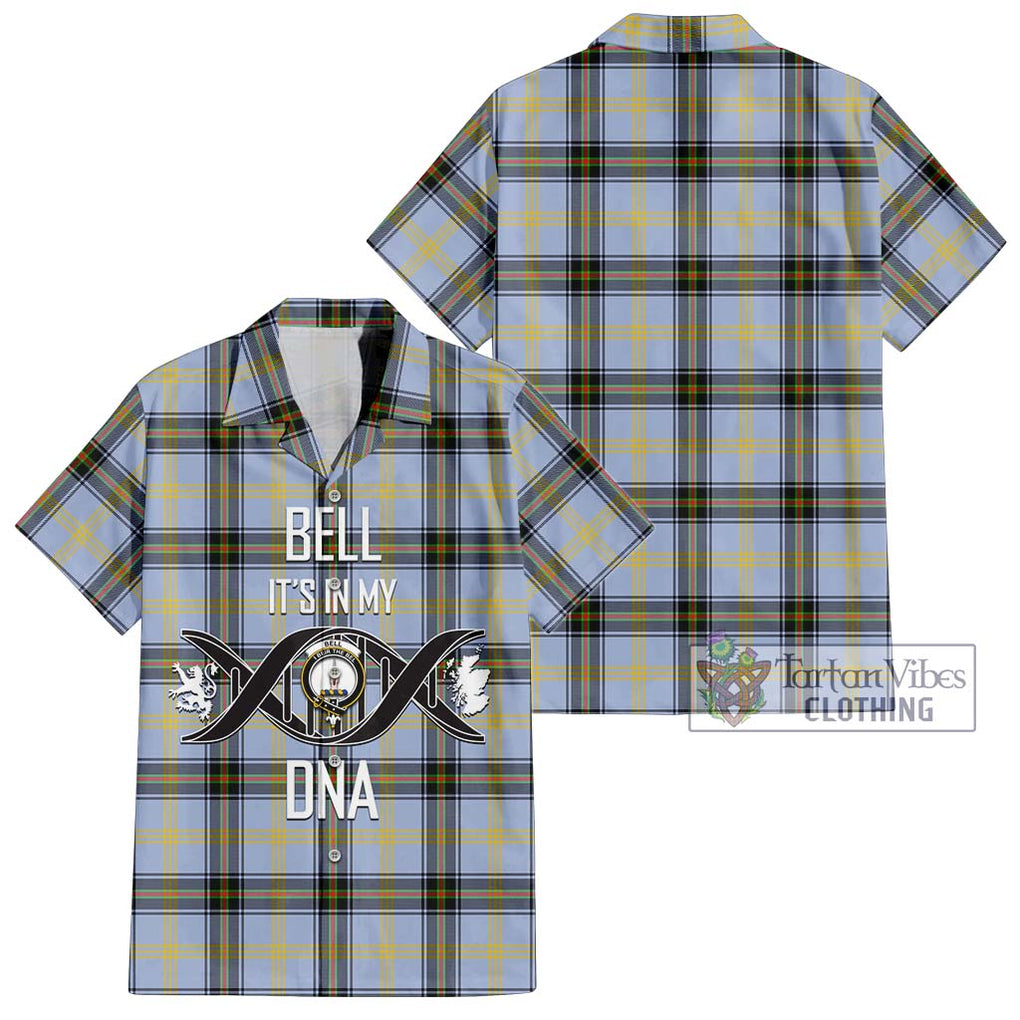 Bell Tartan Short Sleeve Button Shirt with Family Crest DNA In Me Style Kid - Tartanvibesclothing Shop