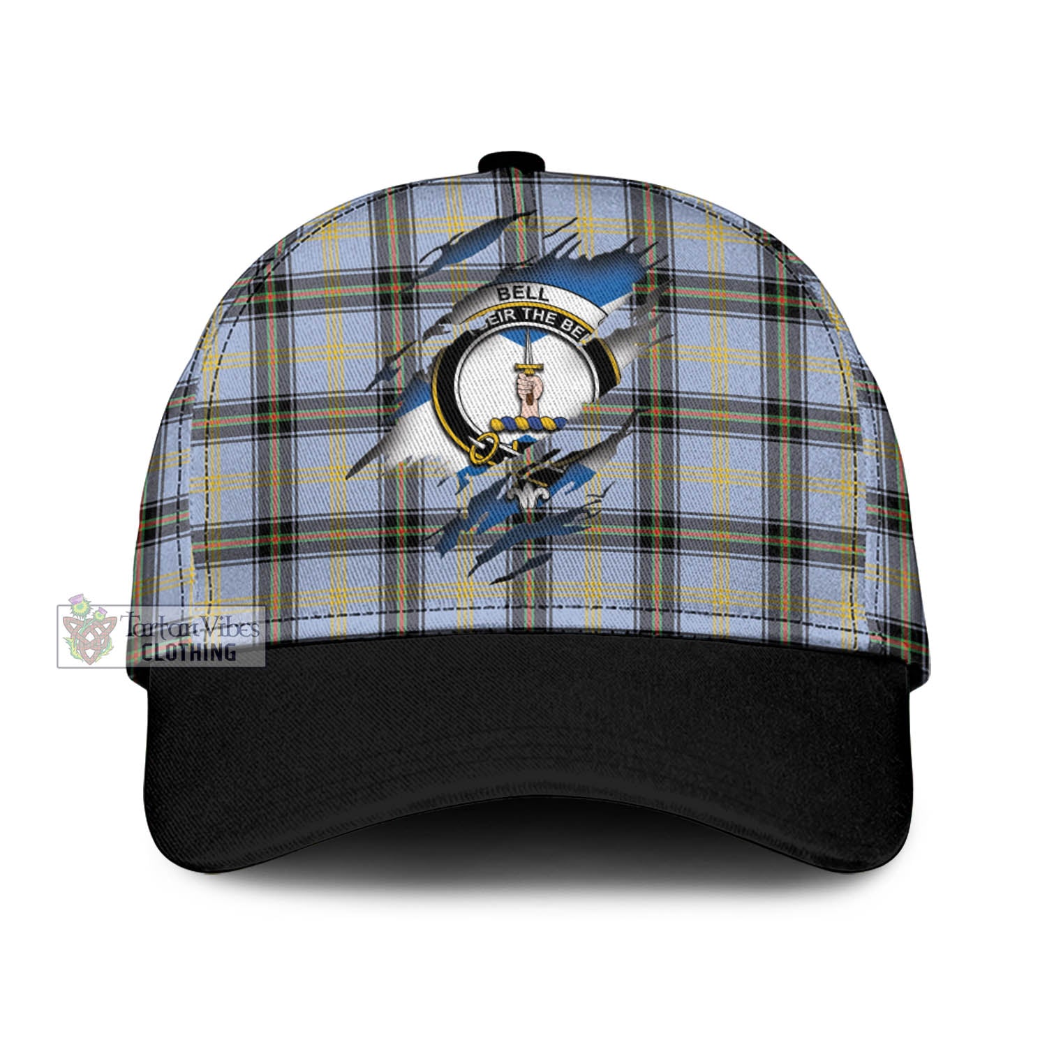 Tartan Vibes Clothing Bell Tartan Classic Cap with Family Crest In Me Style