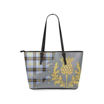 Bell Tartan Leather Tote Bag Gold Thistle Style - Tartan Vibes Clothing