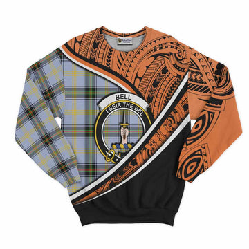 Bell Crest Tartan Sweatshirt with Polynesian Vibes Style - Orange Version