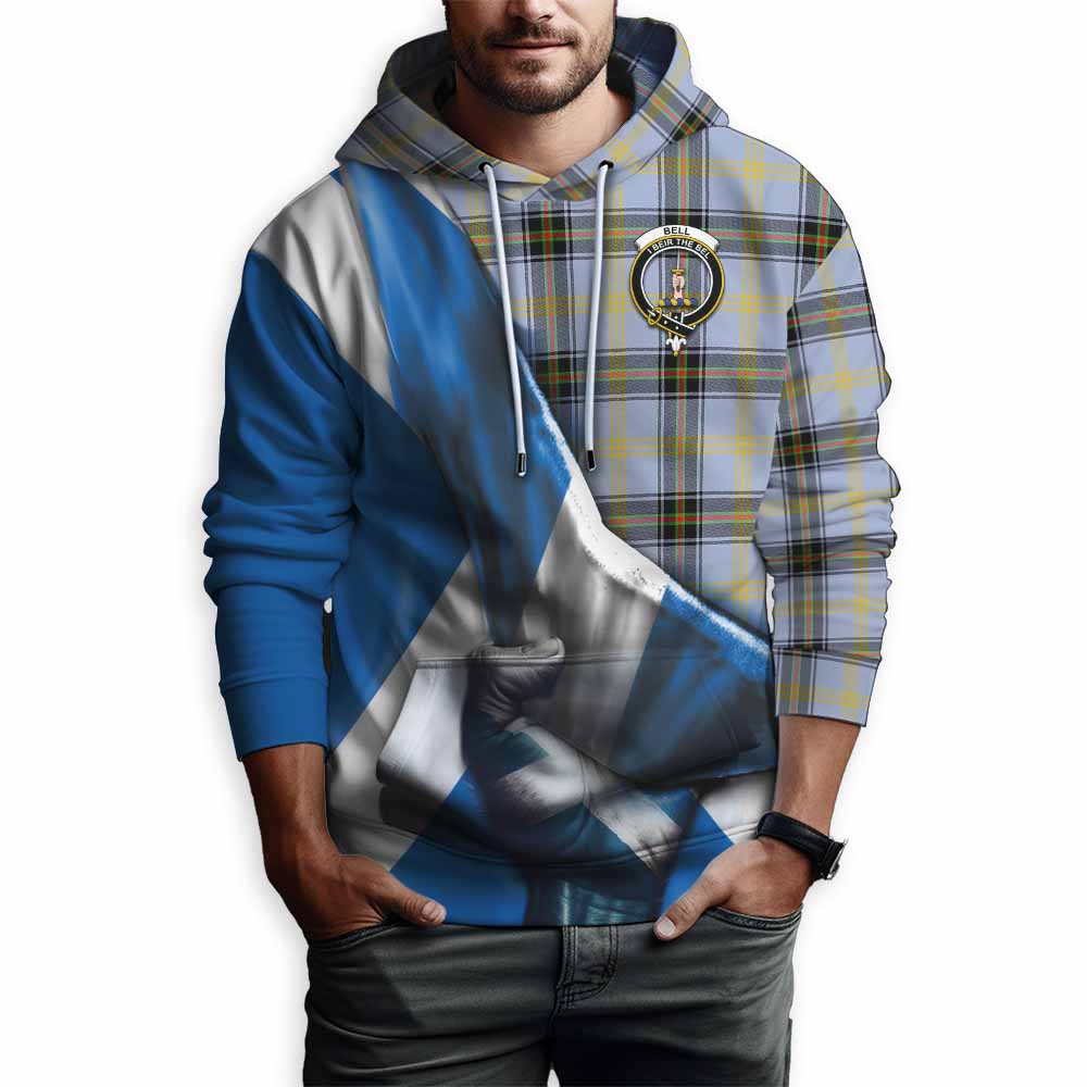 Tartan Vibes Clothing Bell Tartan Hoodie with Family Crest Scotland Patriotic Style