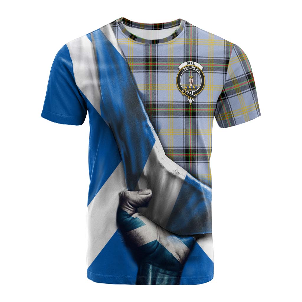 Tartan Vibes Clothing Bell Tartan Cotton T-shirt with Family Crest Scotland Patriotic Style