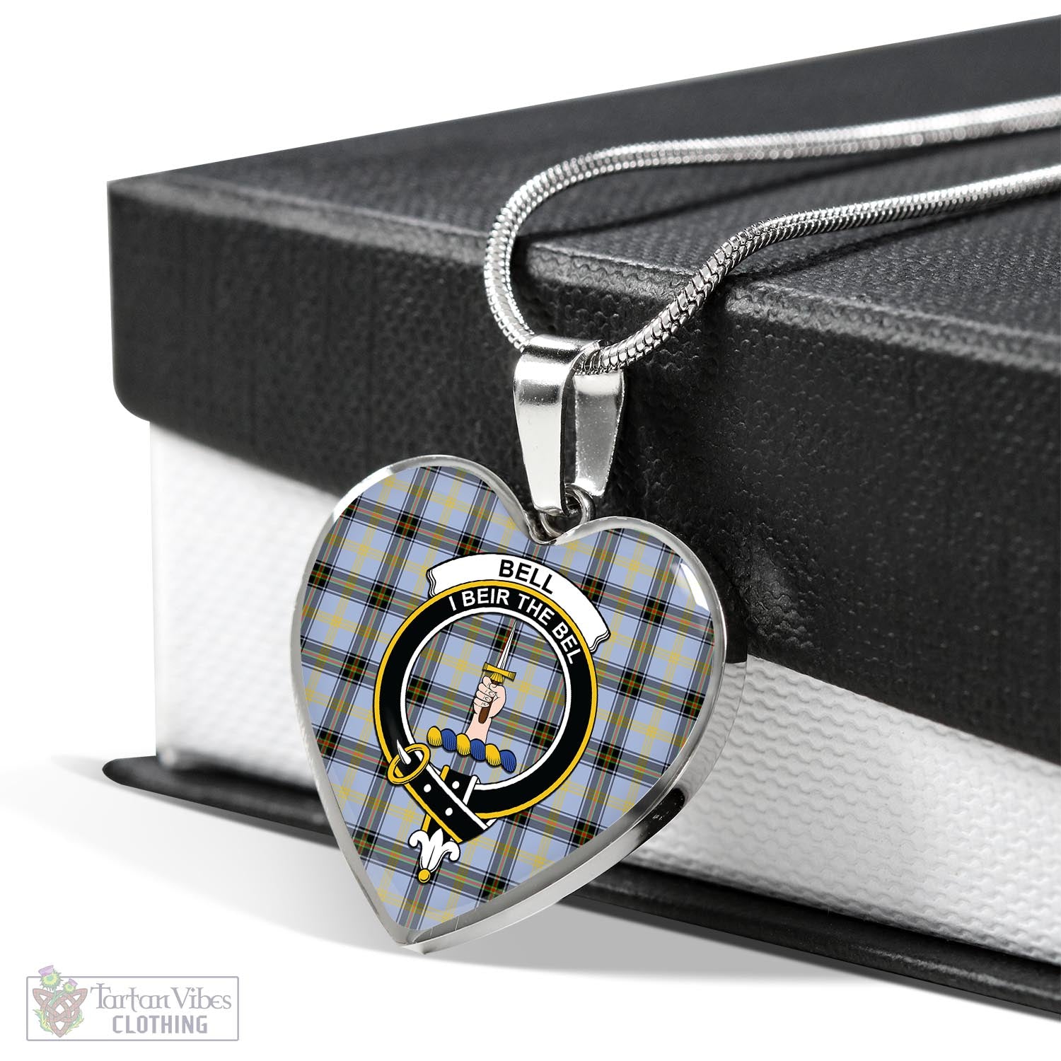 Tartan Vibes Clothing Bell Tartan Heart Necklace with Family Crest