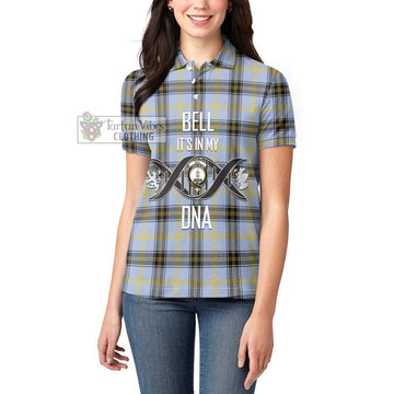 Bell Tartan Women's Polo Shirt with Family Crest DNA In Me Style