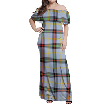 Bell Tartan Off Shoulder Long Dress